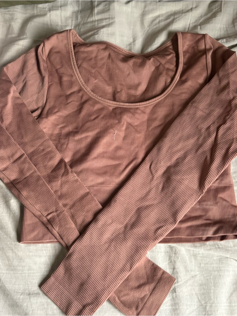 Athleta Ribbed Scoop-Neck Long Sleeve Crop Top - Rose